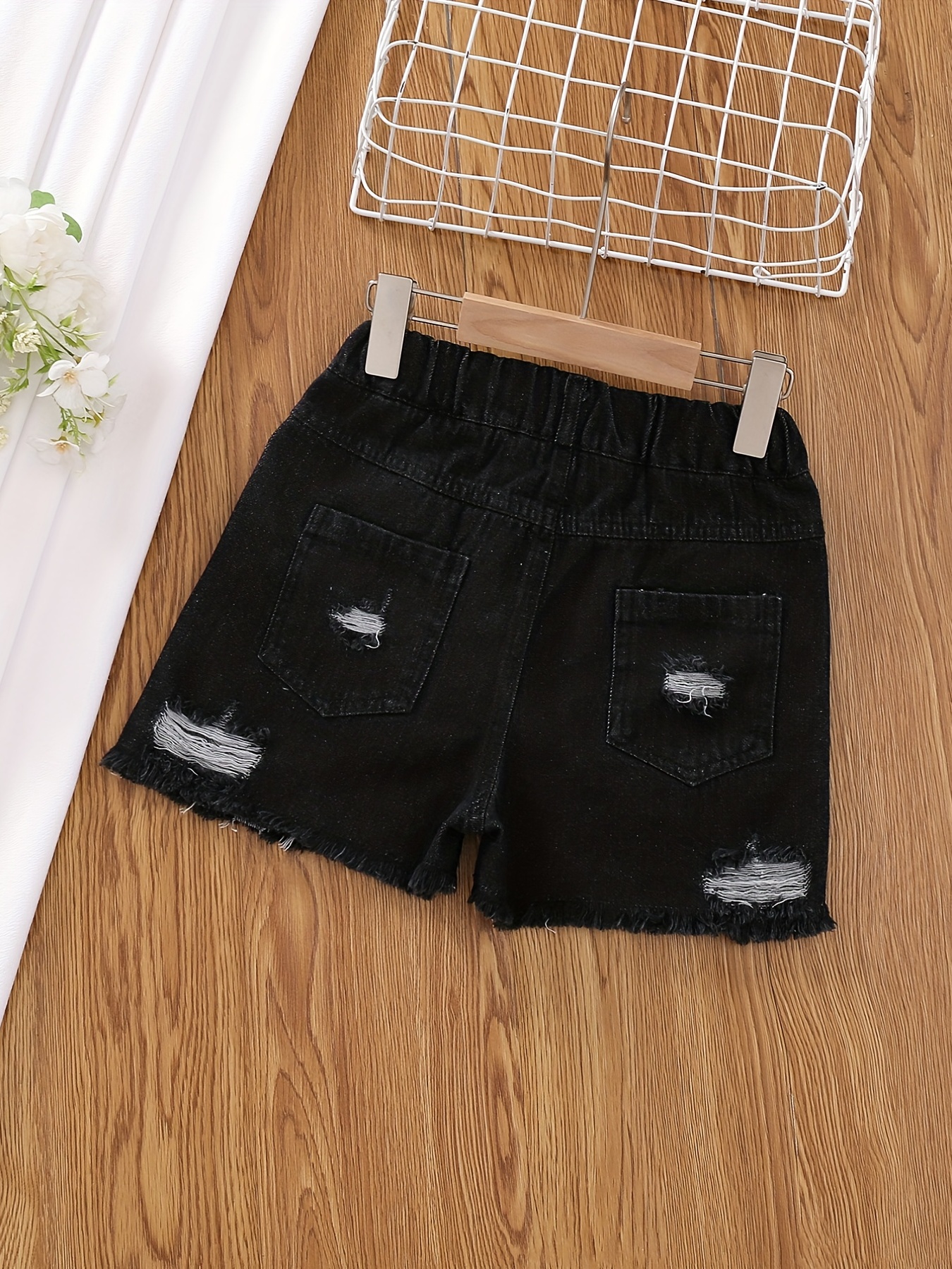 Girls black clearance ripped shorts