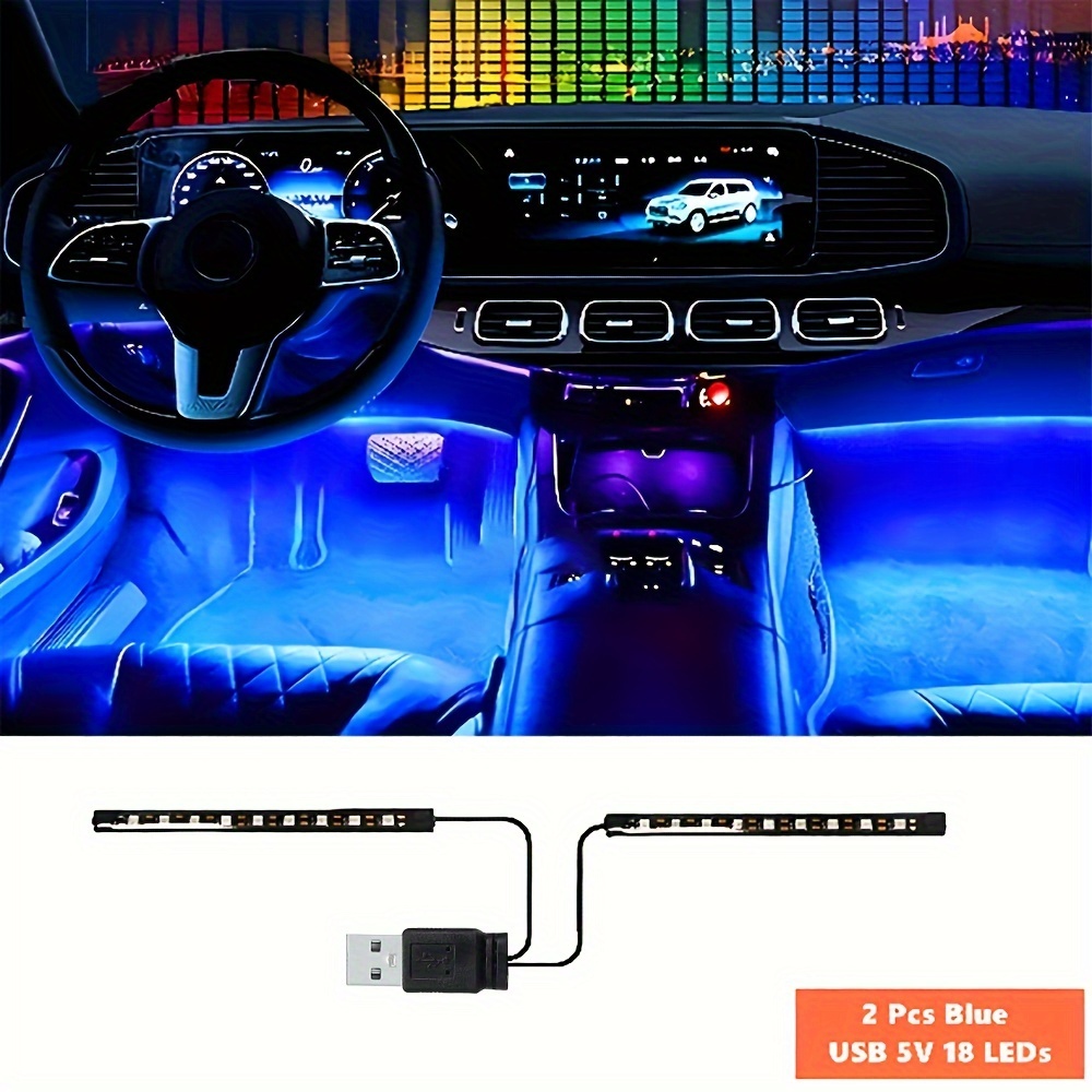 7 Inch Interior Car LED Lights Strips, USB Neon Glowing Wire Lights,  Flexible Ambient Light For Car, Decorations