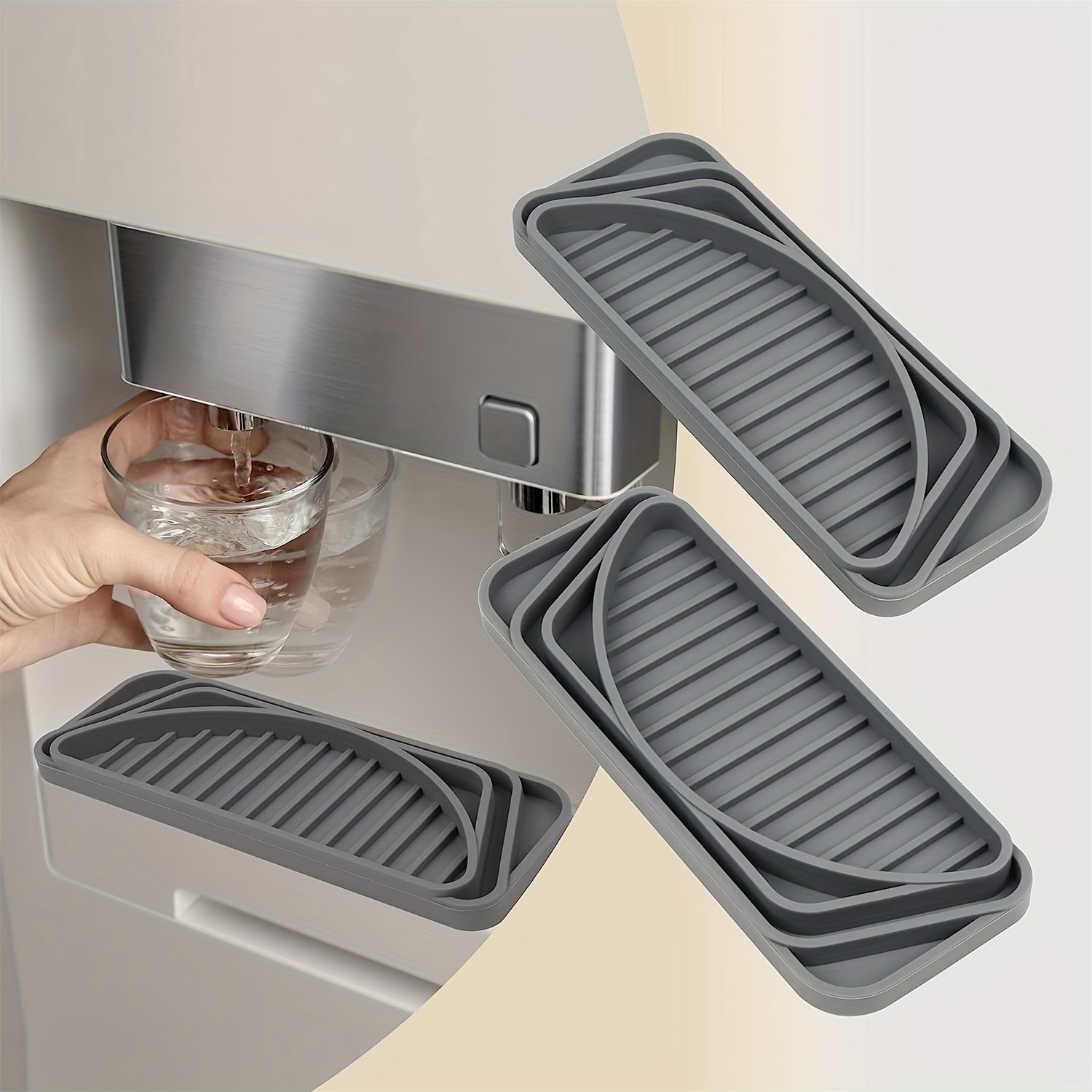 Winyuyby 2Pcs Refrigerator Drip Catcher Tray Mini Fridge Drip Tray Protects  Ice and Water Dispenser Pan Fridge Spills Water Pad 