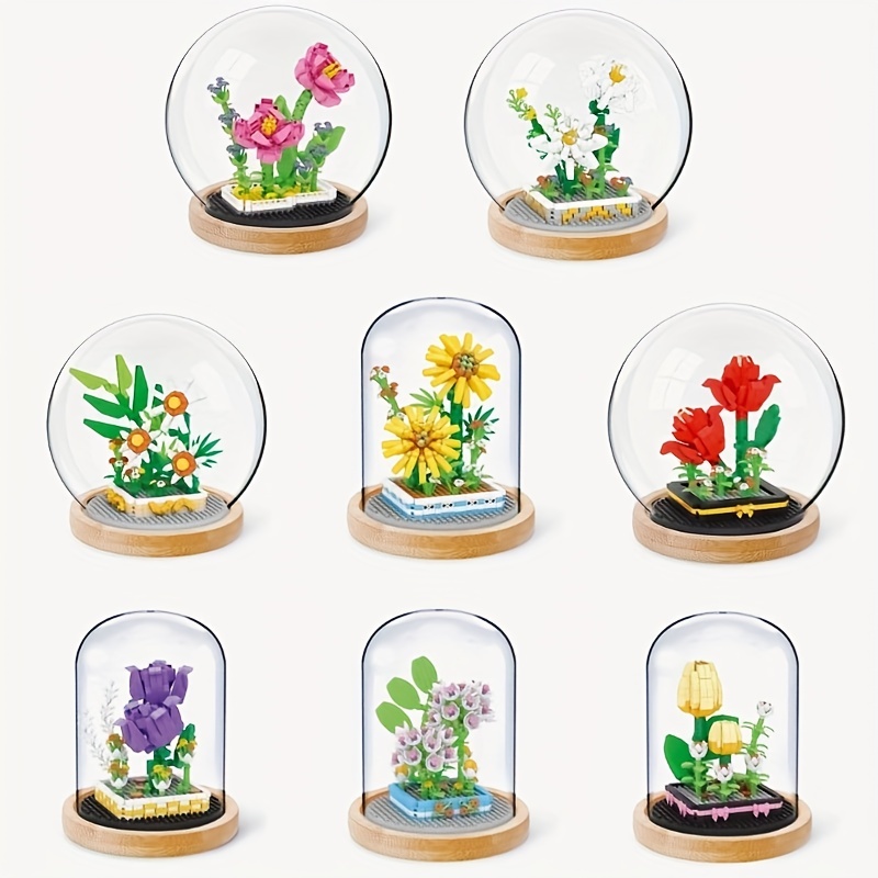 Kit de construction de plantes bonsaï à fleurs, kit de construction créatif  à faire soimême, mini particules botaniques collection jouet de