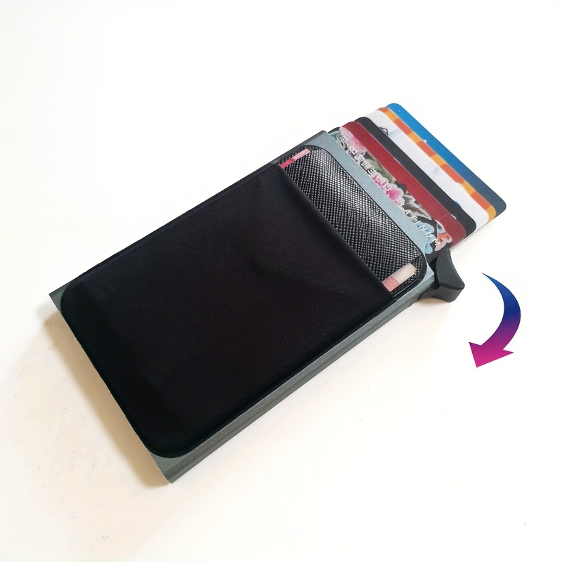 Anti Theft Aluminum Alloy Rfid Mens Automatic Pop Credit Card Box Metal Card  Bag Card Holder Elastic Back Sticker, Shop Limited-time Deals