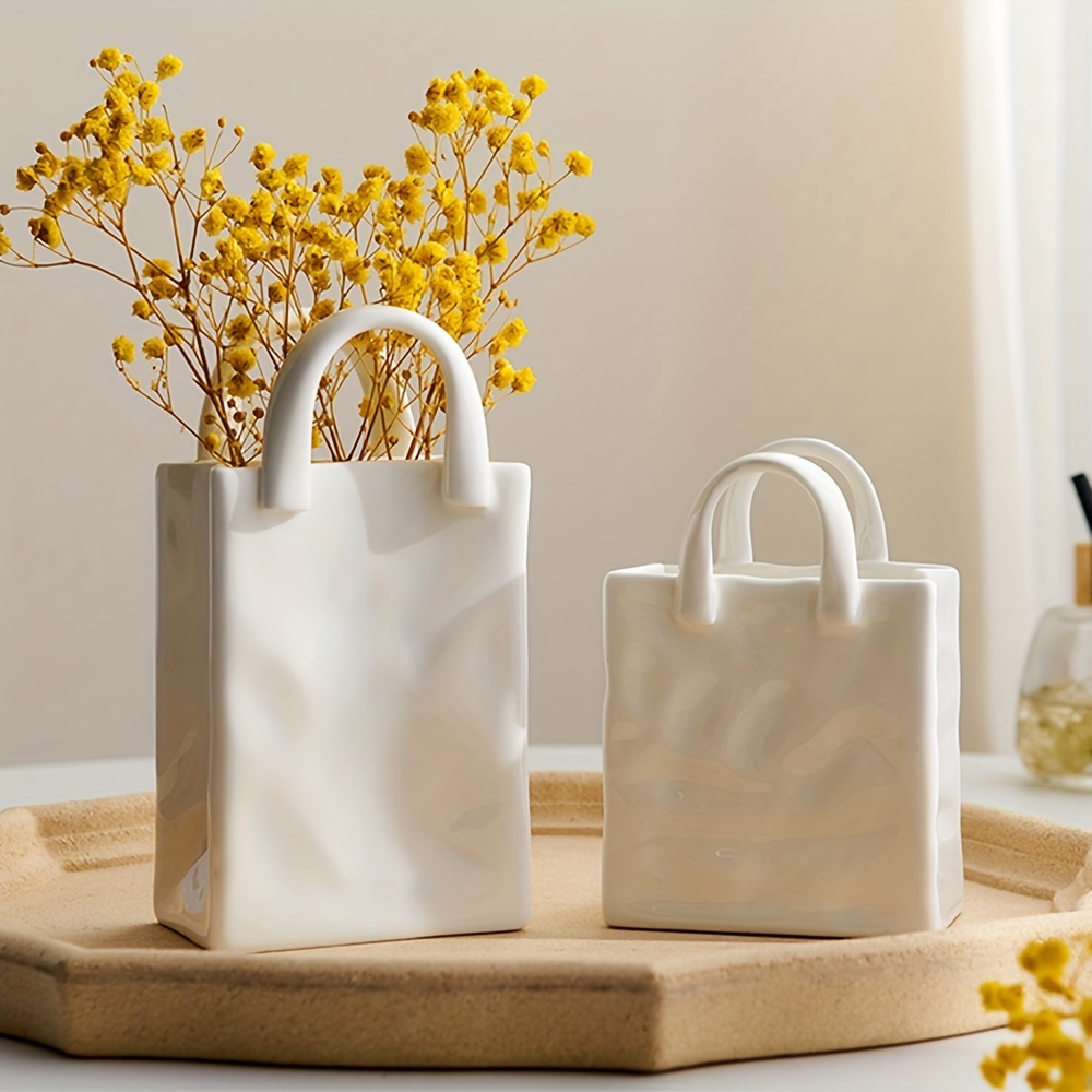 1pc Beige Matte Ceramic Handbag-shaped Vase, Wallet, Tote Bag Shaped Flower  Vase, Unique Handbag Decoration, Wide Opening Vase (ceramic) - For Home  Decoration, Flower Farmhouse Decor