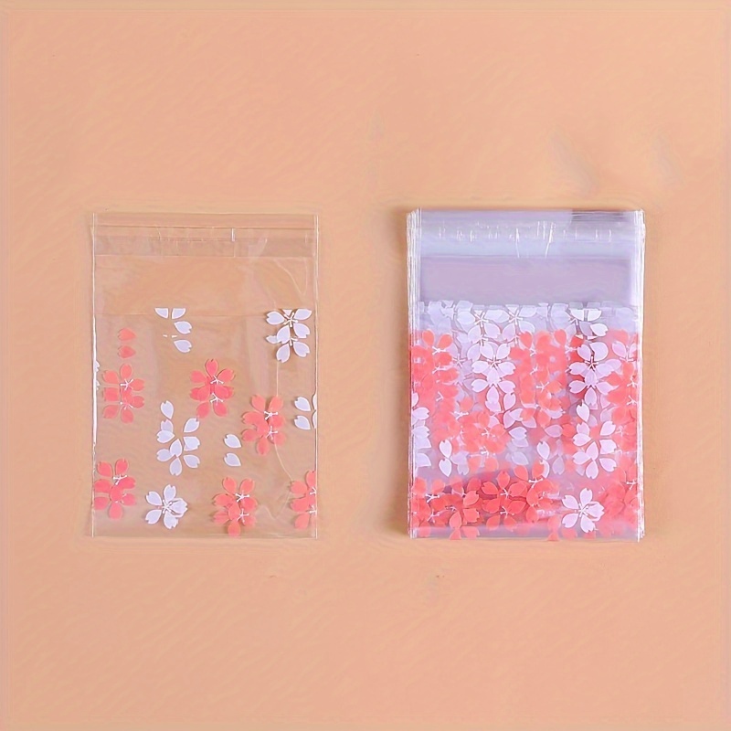 

50pcs Flower Pattern Self-adhesive Transparent Printed Opp Plastic Bags Sealable For Diy Jewelry Crafts Handmade Bakery Snacks Retail Packaging Practical Convenient Small Business Supplies