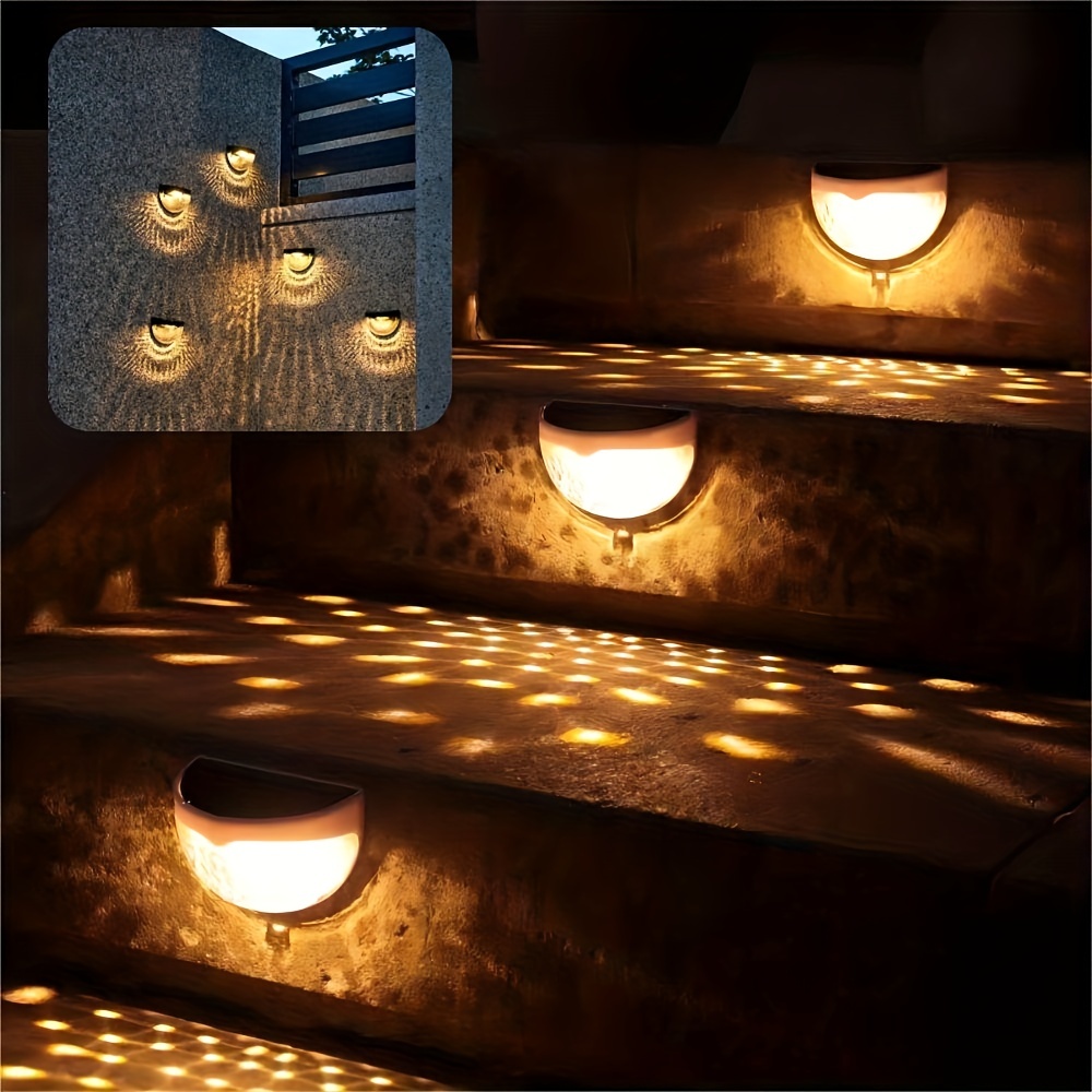 Staaricc 2/4/6pcs Solar Fence Lights, Deck Lights, Solar Wall Lights, Solar Wall Mount Outdoor Fence Lamp, IPX4, White LED Lamp, Lighting for Garden, Home, Patio, YardGarage, camping, Halloween, Christmas Party Decoration