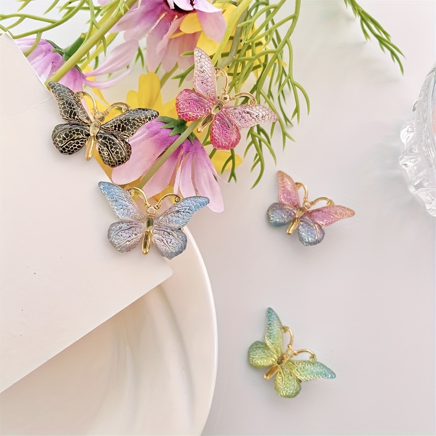 3pcs Butterfly Hair Clip Gradient Crackle Flaw Print Headwear