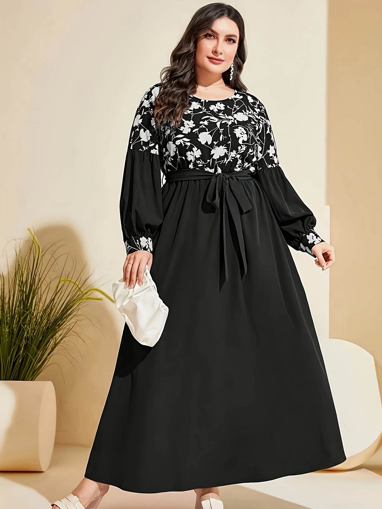women's elegant dress plus size colorblock floral print - Temu Australia