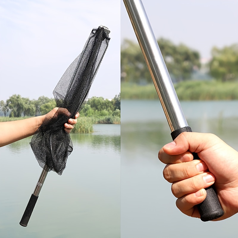Portable Telescopic Fishing Net: 1pc Stainless Steel Triangular Mesh for  Shrimp, Crab & Fish!