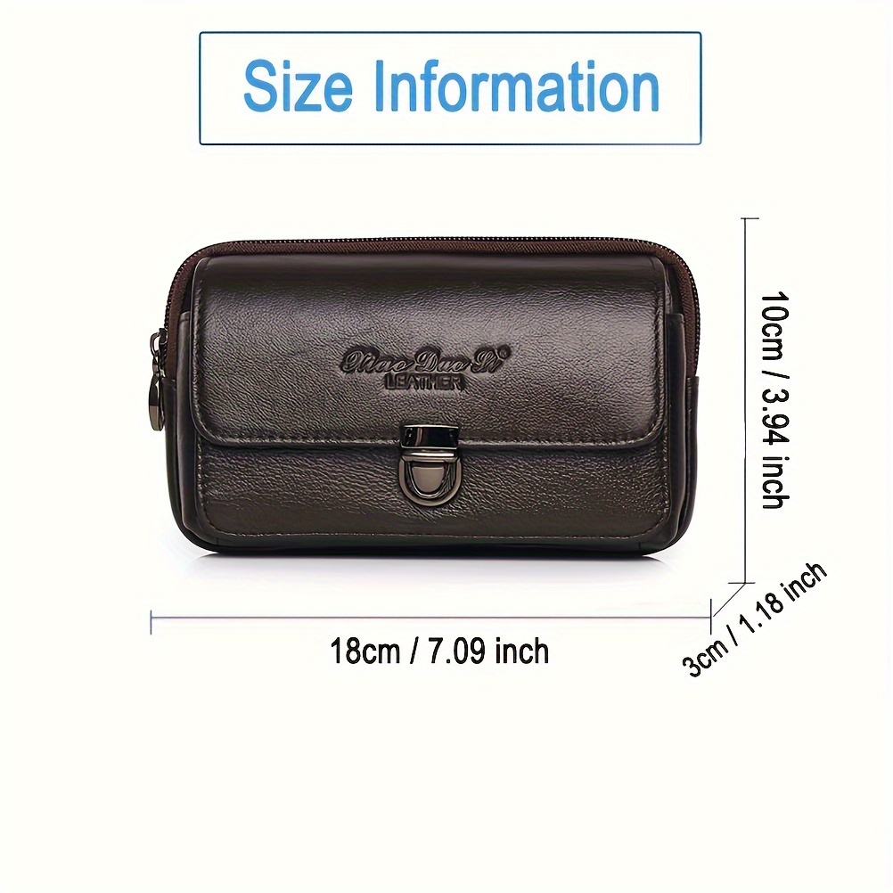 1pc mens leather waist bag for cellphone details 0