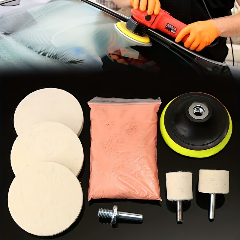 LYUMO 100g Glass Scratch Remover Powder Glass Polishing Kit Wool Polishing  Pad Polishing Disc Wheels Set Car Windscreen Windshields Cerium Oxide  Powder Polishing Kit 