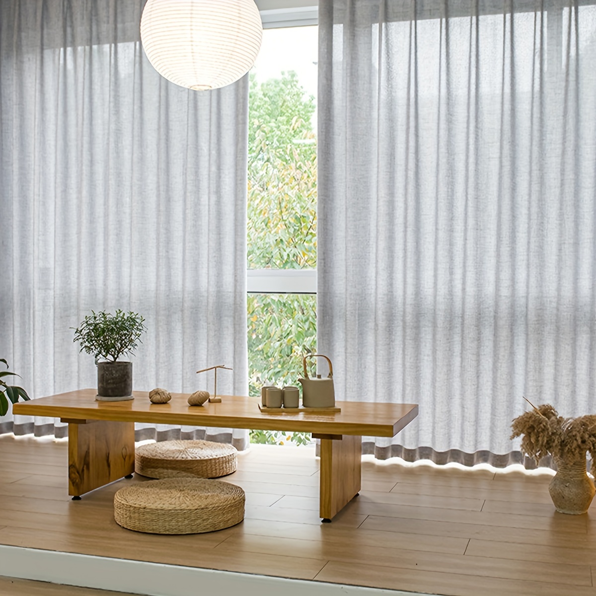 JINCHAN Cortinas de lino beige para sala de estar, cortinas texturizadas de  84 pulgadas de largo, cortinas de estilo casual, cortinas de ventana
