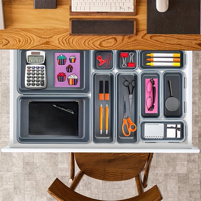 Desk Drawer Organizer, Interlocking Office Drawer Organizer Storage Bins,  Various Size Desk Storage Tray Ideal For Toolbox Accessories Or Garage  Organization - Temu