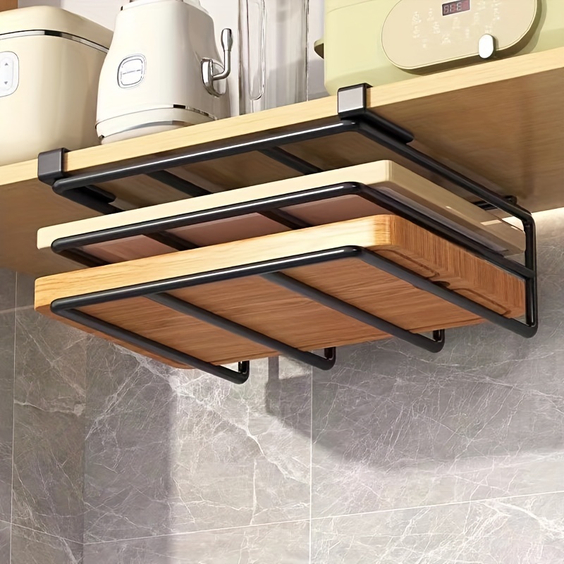 1pc Black Wall-mounted Paper Towel Holder, Cabinet Kitchen Storage