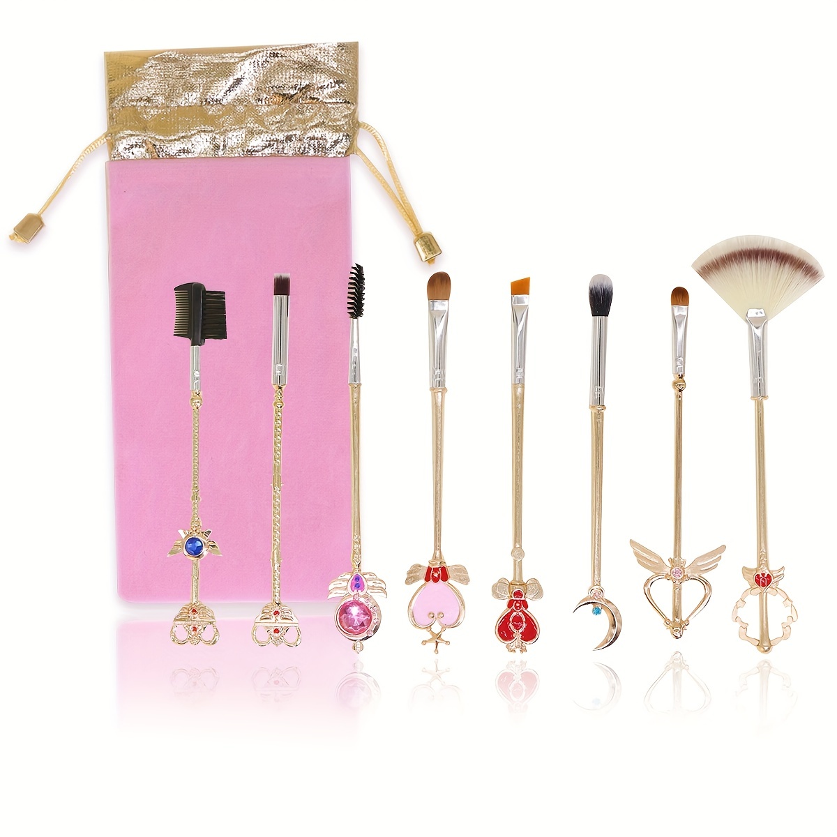 8pcs Sakura Makeup Brush Set with Pink Bag Ideal Gift for Moon Fans