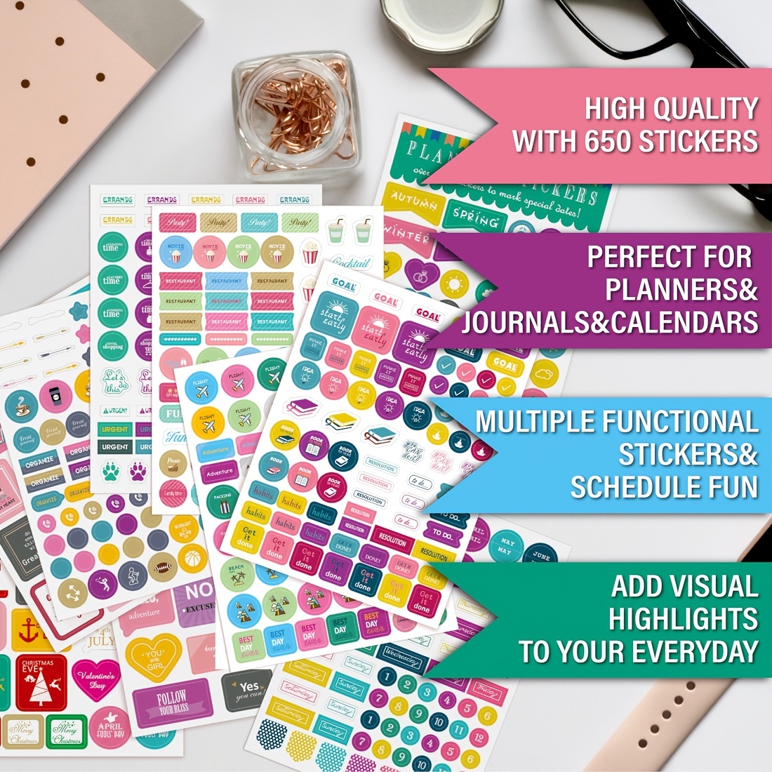 650 Stickers Aesthetic Planner Stickers Fun Planning Perfect - Temu