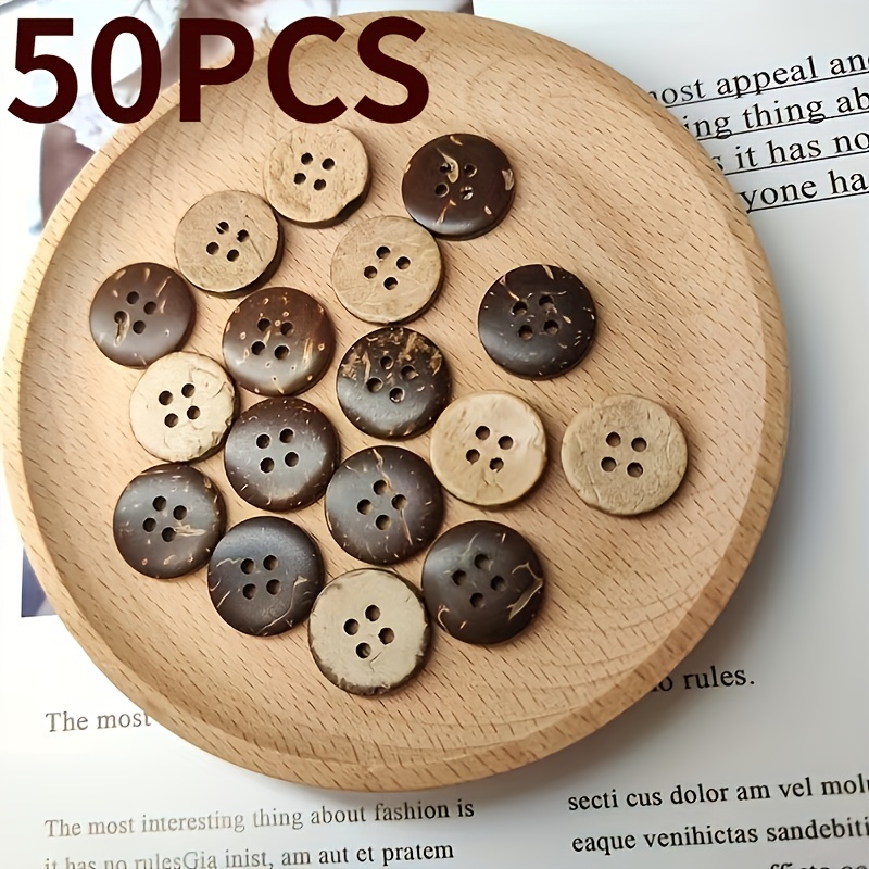 10PCs Natural Wood Horn Big Wooden Buttons Sewing Crafts