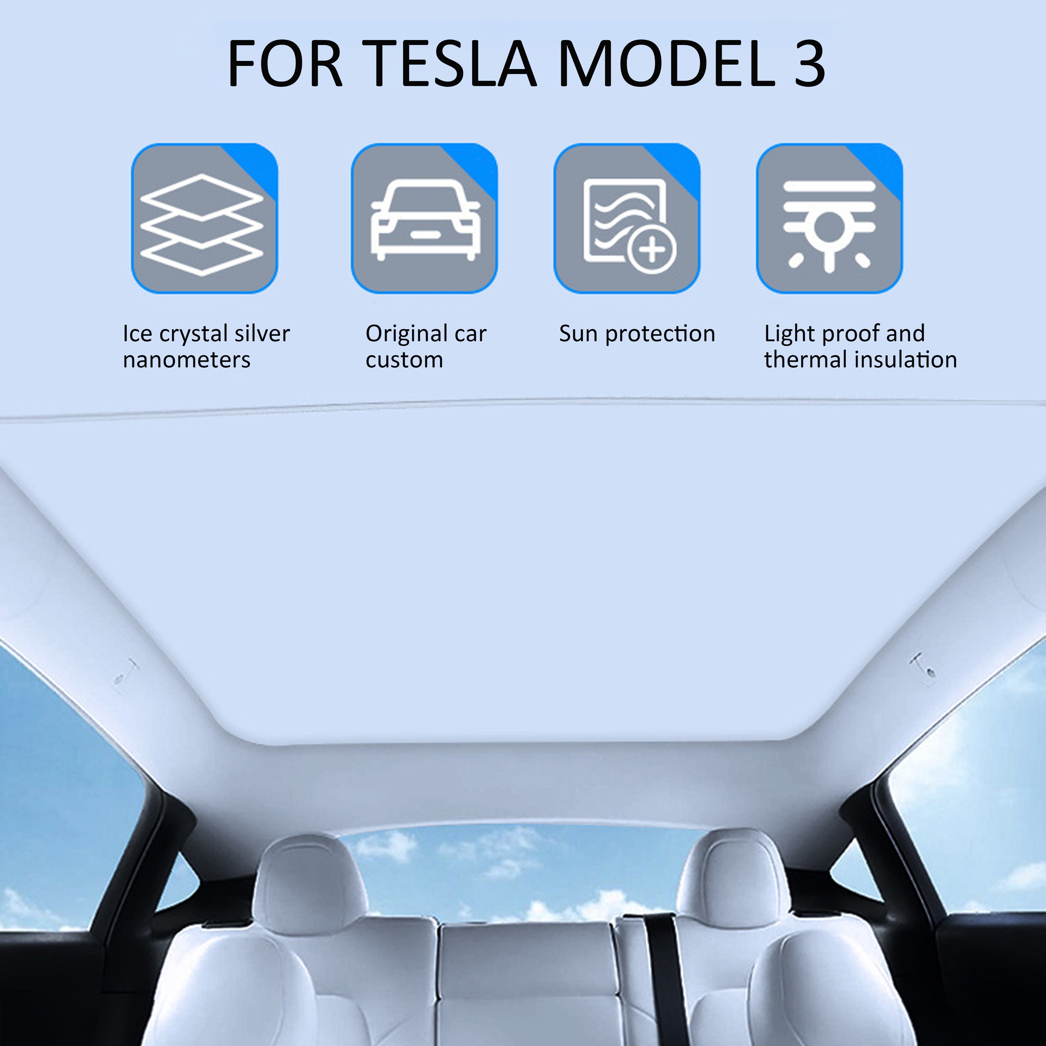 VION Tesla Model 3 Pare-Soleil de Toit en Verre (Uniquement