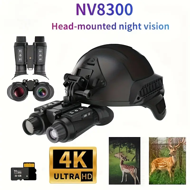3D Head-mounted Night Vision Binoculars, Infrared Imaging 8X Digital  Magnification Waterproof Binoculars Suitable For Outdoor Camping Hunting  Night Fi