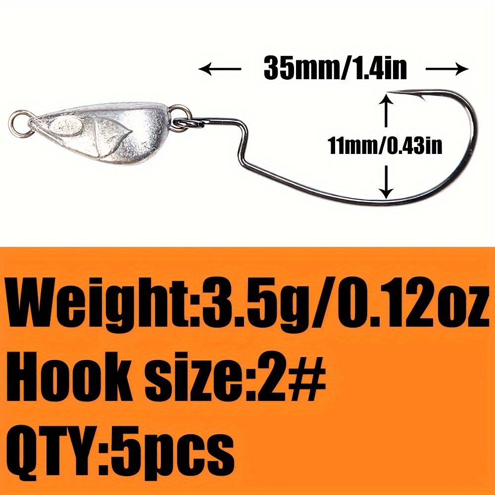 15 Bullet Lead Jig Heads Swimbait Fishing Hooks Texas Rig Weighted Weedless  Hook