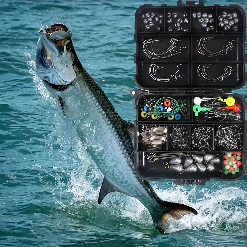 Fishing Tackle Accessories Kit, Included, Fishing Hooks, Fishing Weights  Sinkers, Spinner Blade, Fishing Gear for Bass, Bluegill, Crappie,Fishing  Set