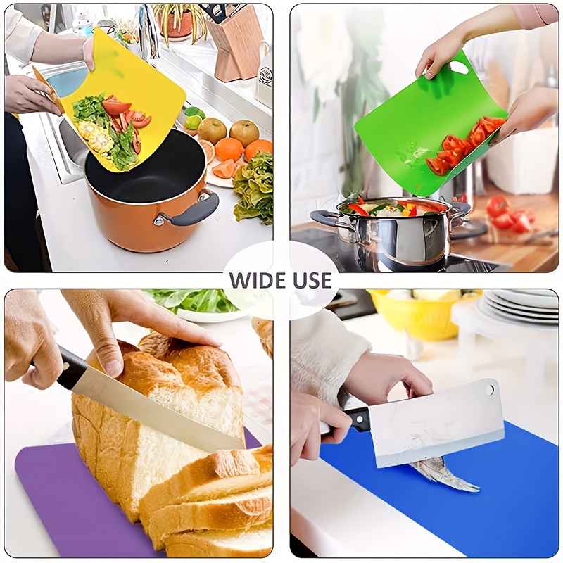 Kitchen Plastic Cutting Board Set, Extra Thick Flexible Cutting Mat For  Cooking, Non-slip Chopping Board With Colored Food Icons And Easy-grip  Handles, Kitchen Stuff, Dorm Supplies - Temu