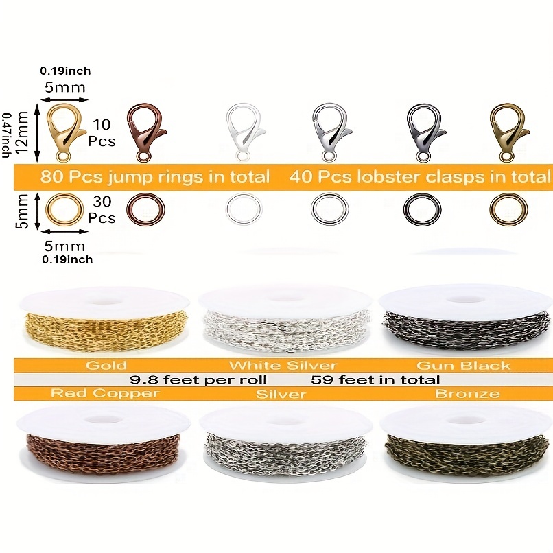 Selizo Chains for Jewelry Making, 60Ft Jewelry Making Chains for Necklace  with P