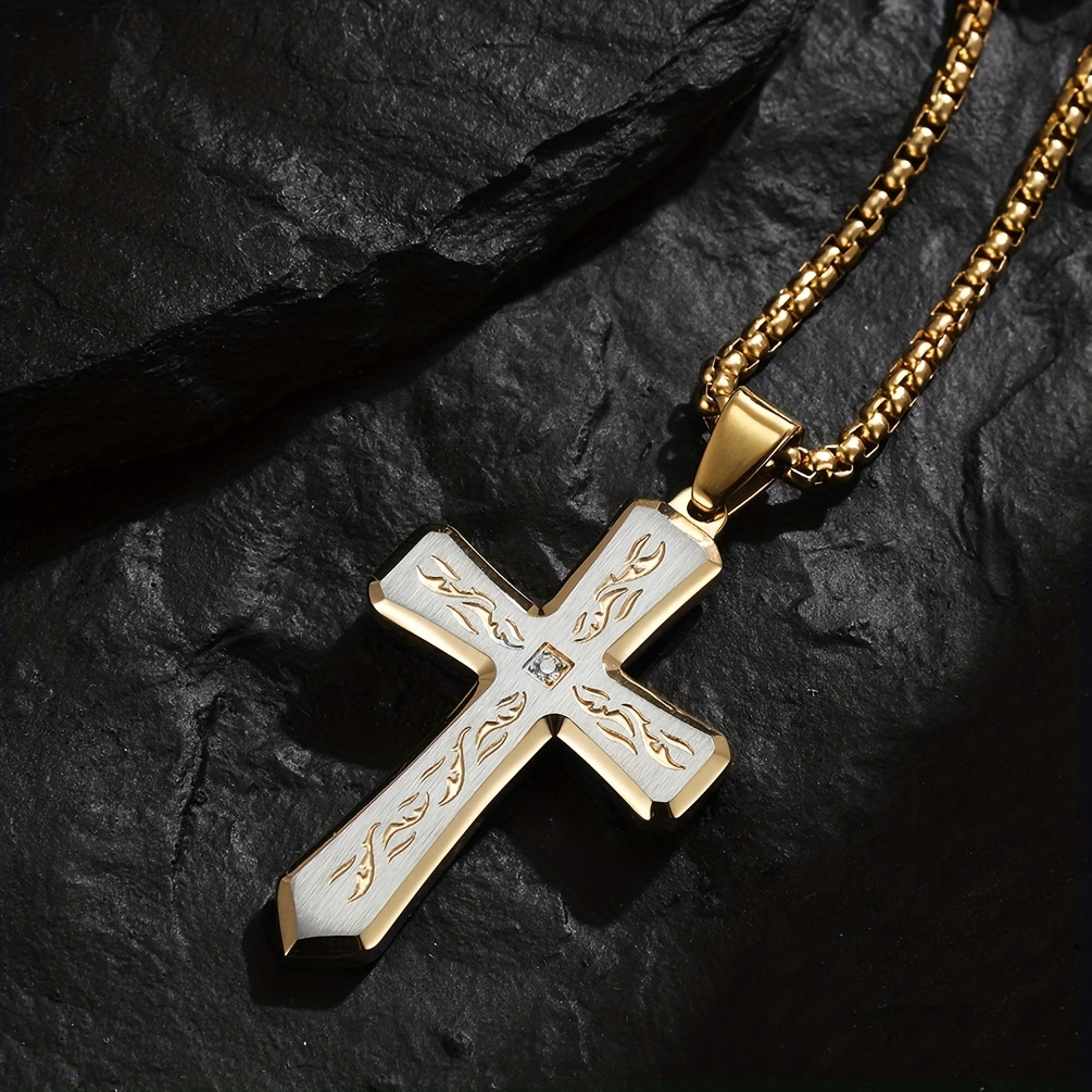 Men's Hip Hop Titanium Steel Cross Charm Necklaces Funky Padlock Pendant  Clavicle Chain Necklaces - Temu
