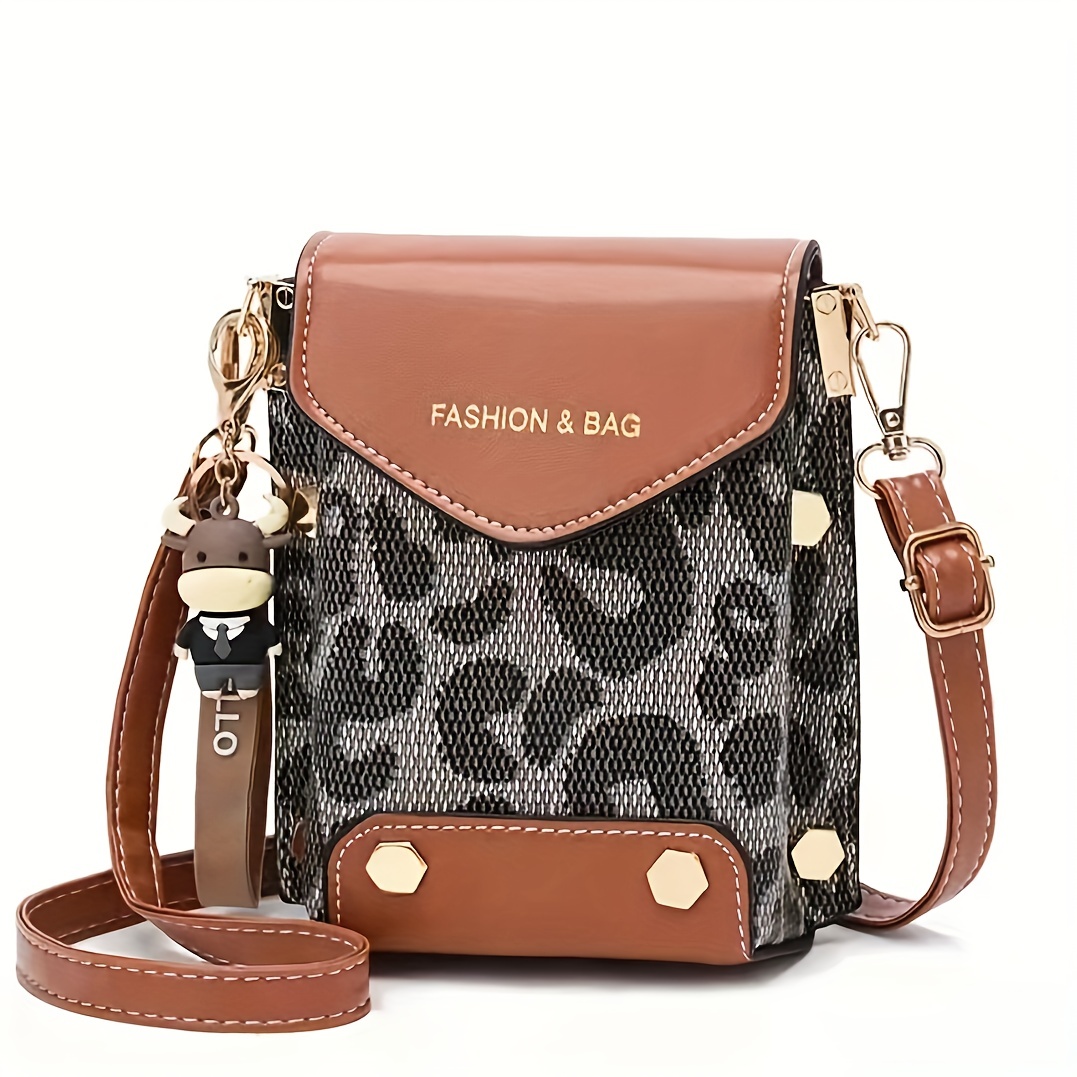 Fashion Small Phone Bag, Women's Trendy Faux Leather Flap Crossbody Bag with Adjustable Strap,Solid color,$13.49,Printed Coffee,Temu
