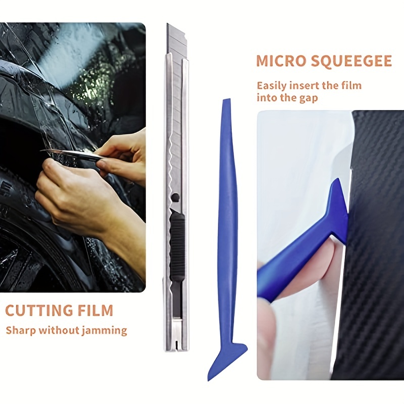 Vehicle Vinyl Wrap Window Tint Film Tool Kit Include 4 Inch Felt Squeegee,  Retractable 9mm Utility Knife and Snap-off Blades, Vinyl Cutter and Mini  Soft Go Corner Squeegee for Car Wrapping 