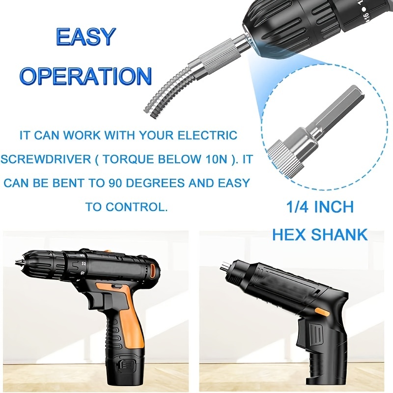 Flexible Drill Bit Extension - Bend Shaft Impact Driver,1/4 Inch Hex Shank  Flex Quick Change Magnetic Screwdriver Shaft Bit Extender Holder for