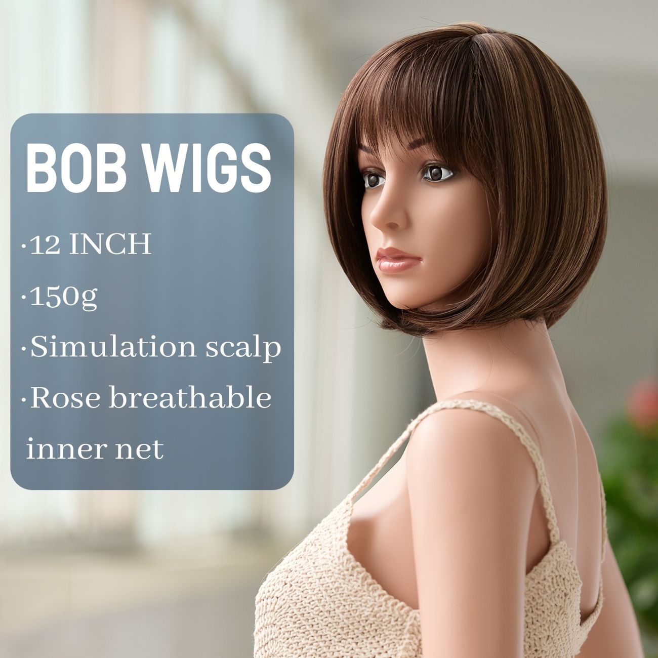 Synthetic Short Bob Wigs With Bangs Heat Resistant Ombre Ash Blonde Color  Machine Made Wig For Women Daily Use - Beauty & Personal Care - Temu