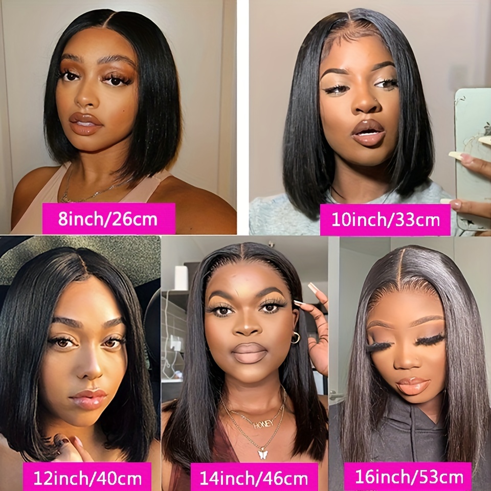 4x4 Lace Front Bob Wig Brazilian Human Hair Wigs 25.4 45.72 Cm Short Bob Wig Pre Plucked Natural Color Human Hair Lace Frontal Wigs