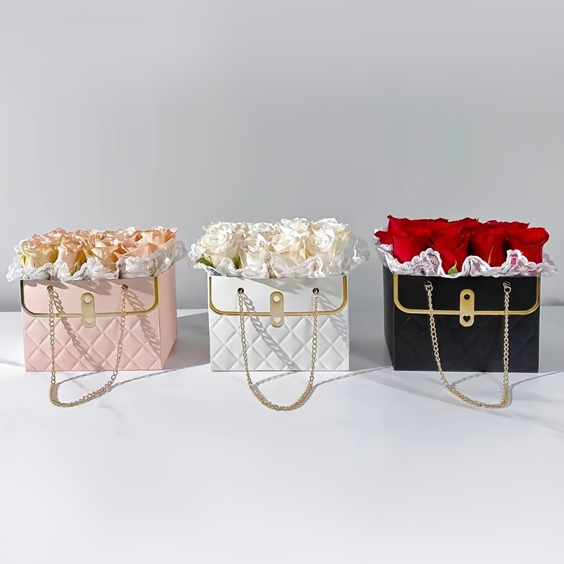 1pc Flower Paper Box Paper Flower Gift Bags With Metal Chain Bouquet  Storage Bucket Portable Handbag Bouquet Wrapping Basket For Wedding Mothers  Day - Arts, Crafts & Sewing - Temu Lithuania