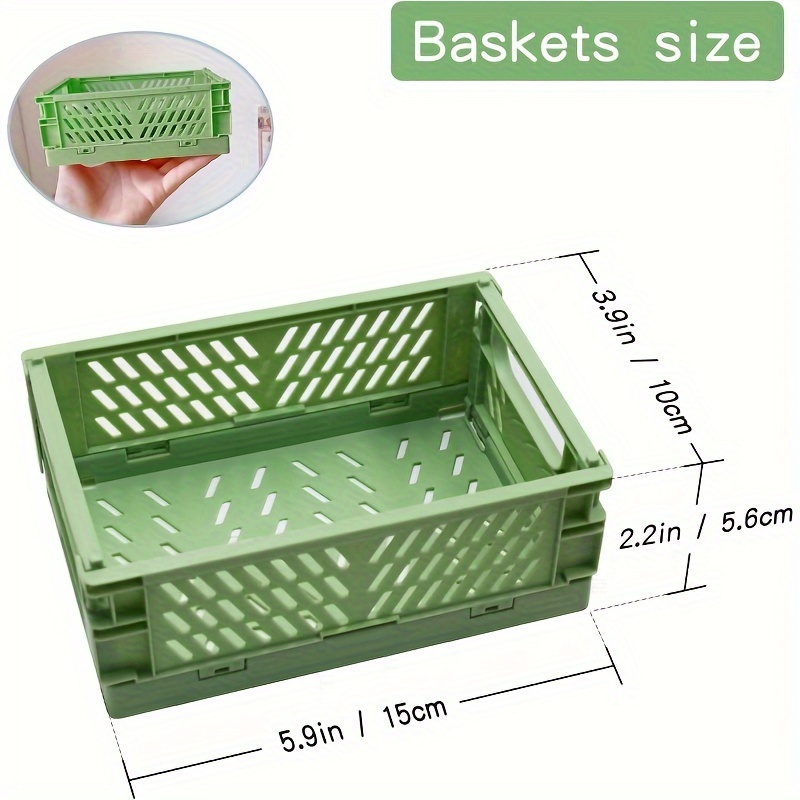 4-Pack Mini Plastic Baskets For Organizing and Storage, Collapsible Space  Saving Crates, Office Desk Drawer Organizer, Small Size Storage Bins For