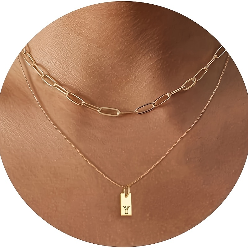 Layered initial deals pendant necklace