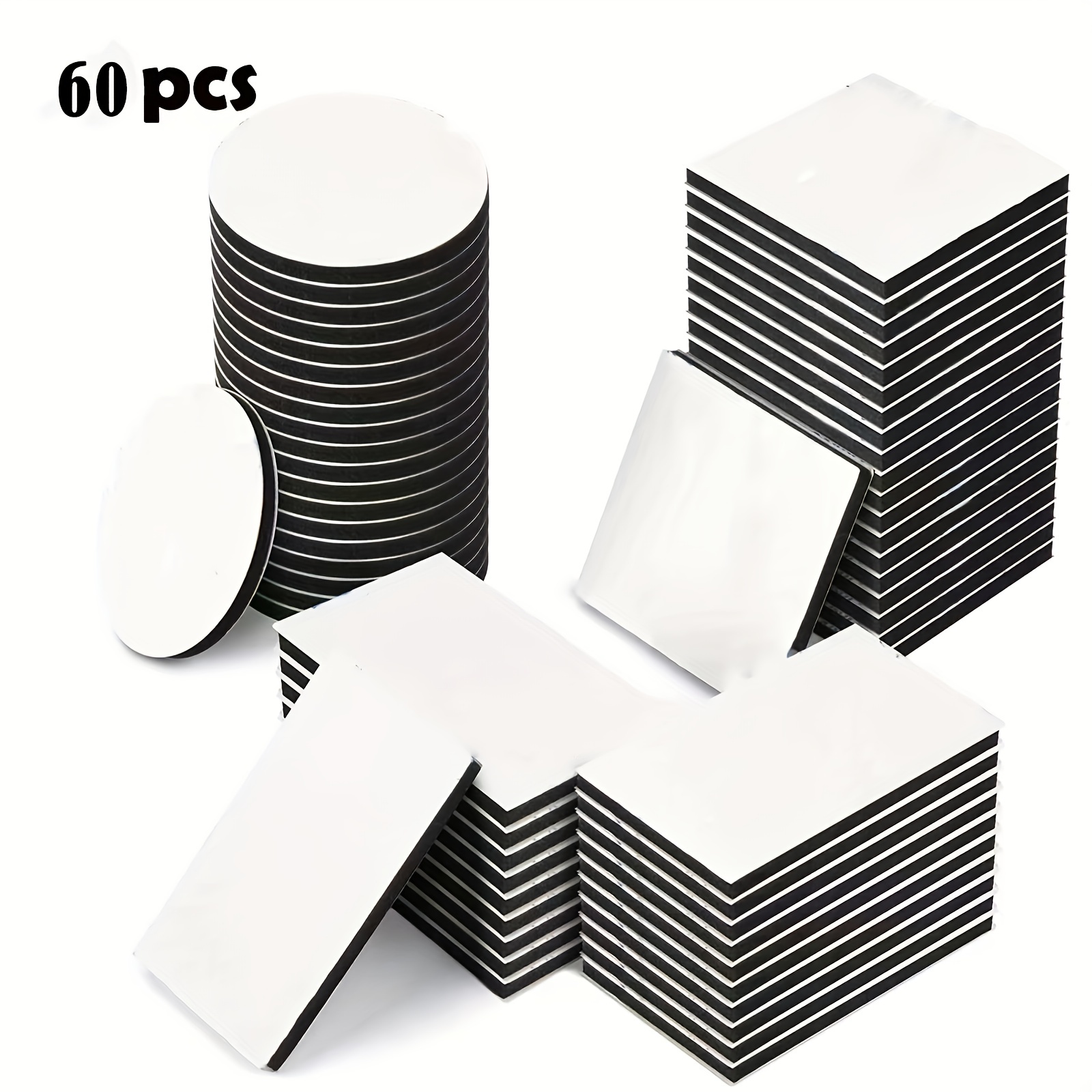

60pcs Double-sided Adhesive Pads, Strong Sticky Punch Free Pad For Pictures, Photo Frame, Wall, Household Storage Organizer For Kitchen, Bedroom, Bathroom, Office, Desk, Wall Decor Essential
