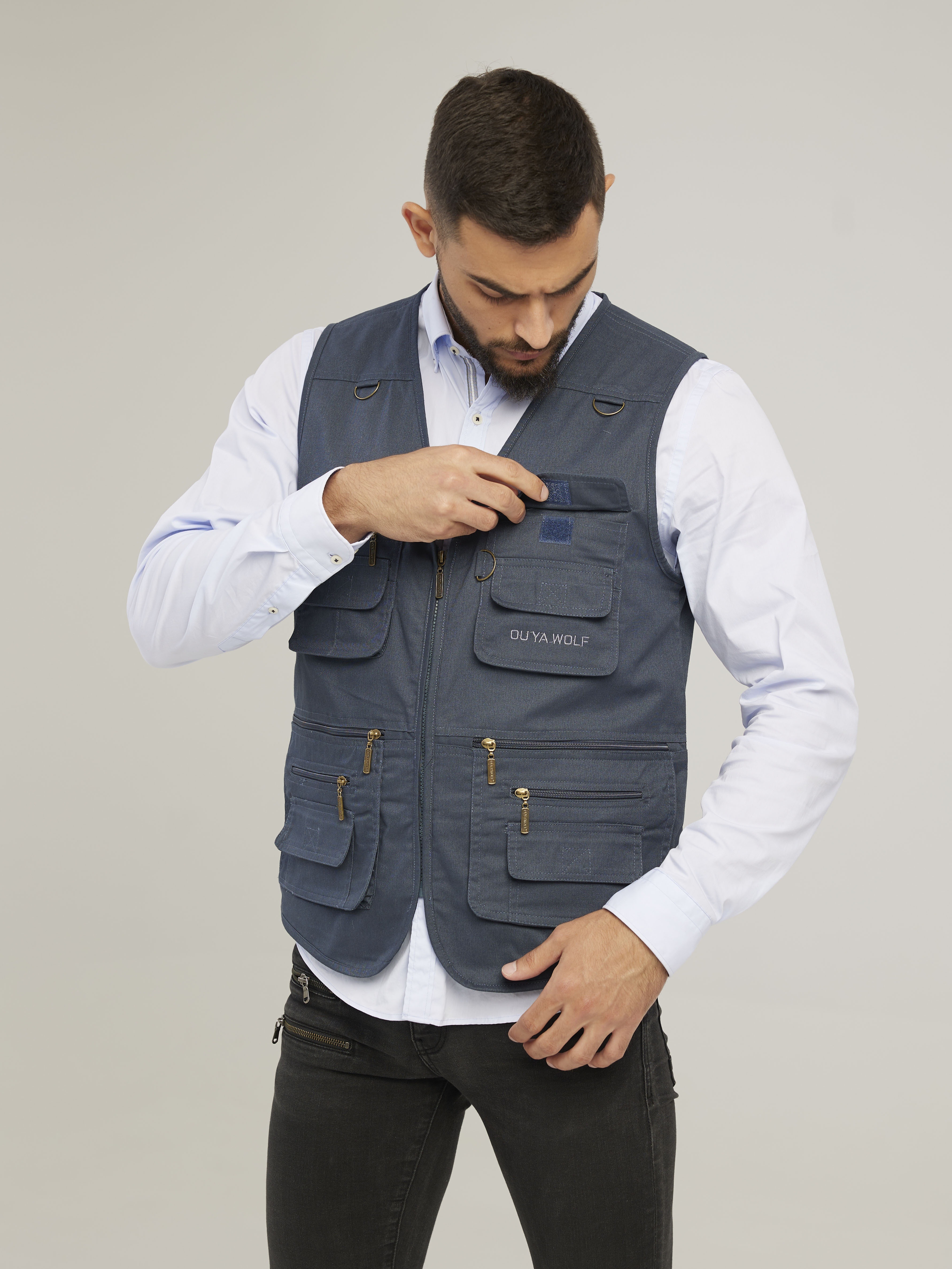 Men's Cotton Vest Button Casual Solid Travel Fishing Photography