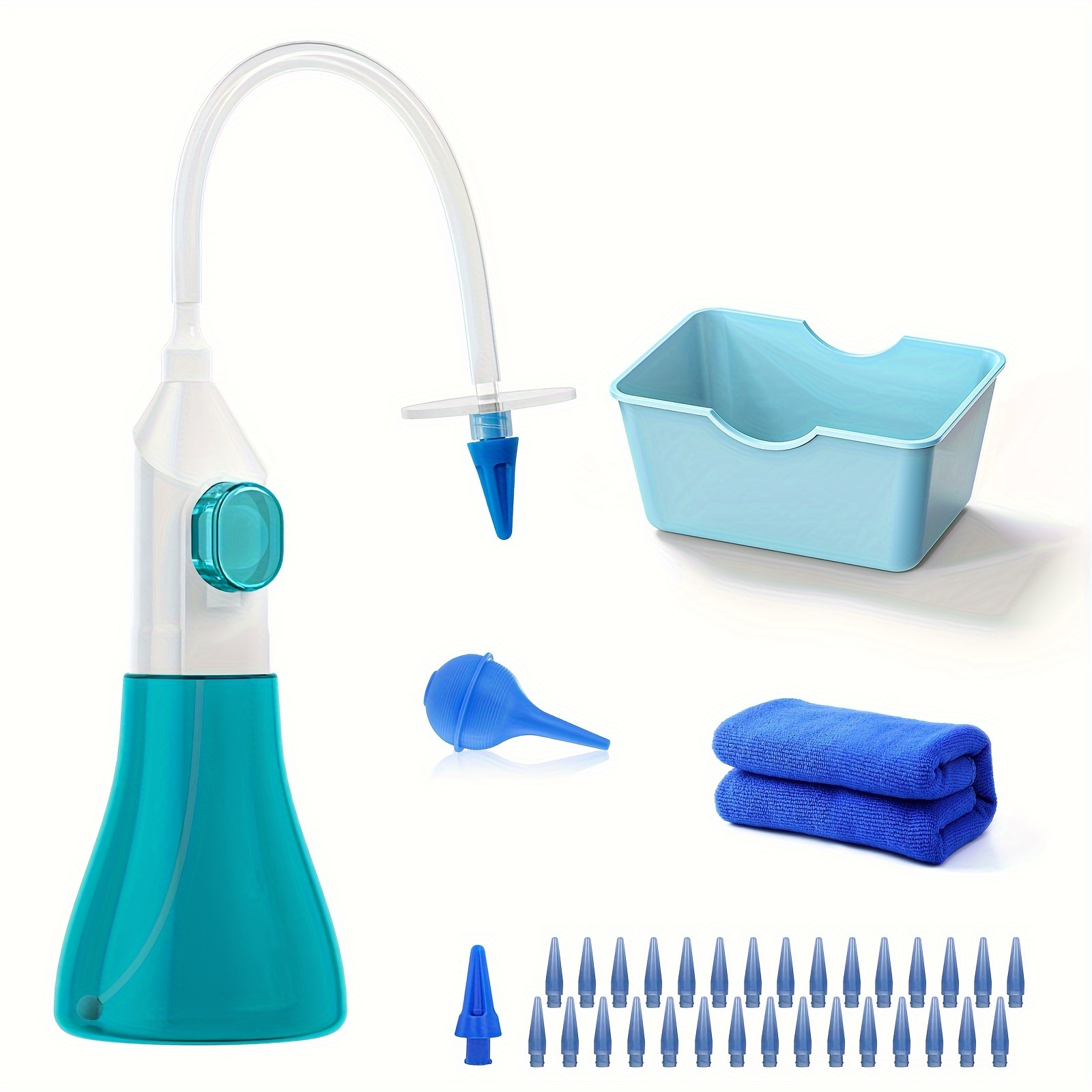 Acheter Bouteille de lave-oreille avec boîte de rangement, Kit de nettoyage  d'oreille à pointe Flexible avec bassin pour adultes et enfants