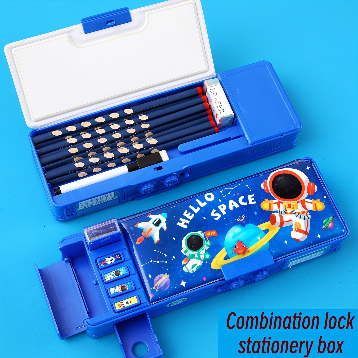 

Multi-function Pencil Box With Combination Lock - Perfect For Boys' School Supplies!
