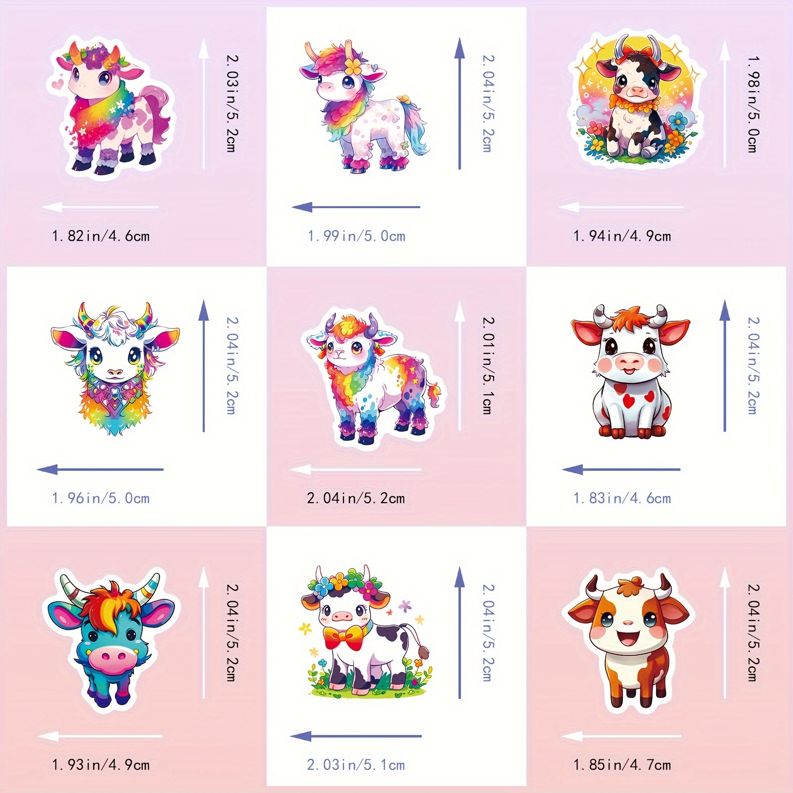 Cute Rainbow Cow Stickers Cartoon Graffiti Decoration - Temu