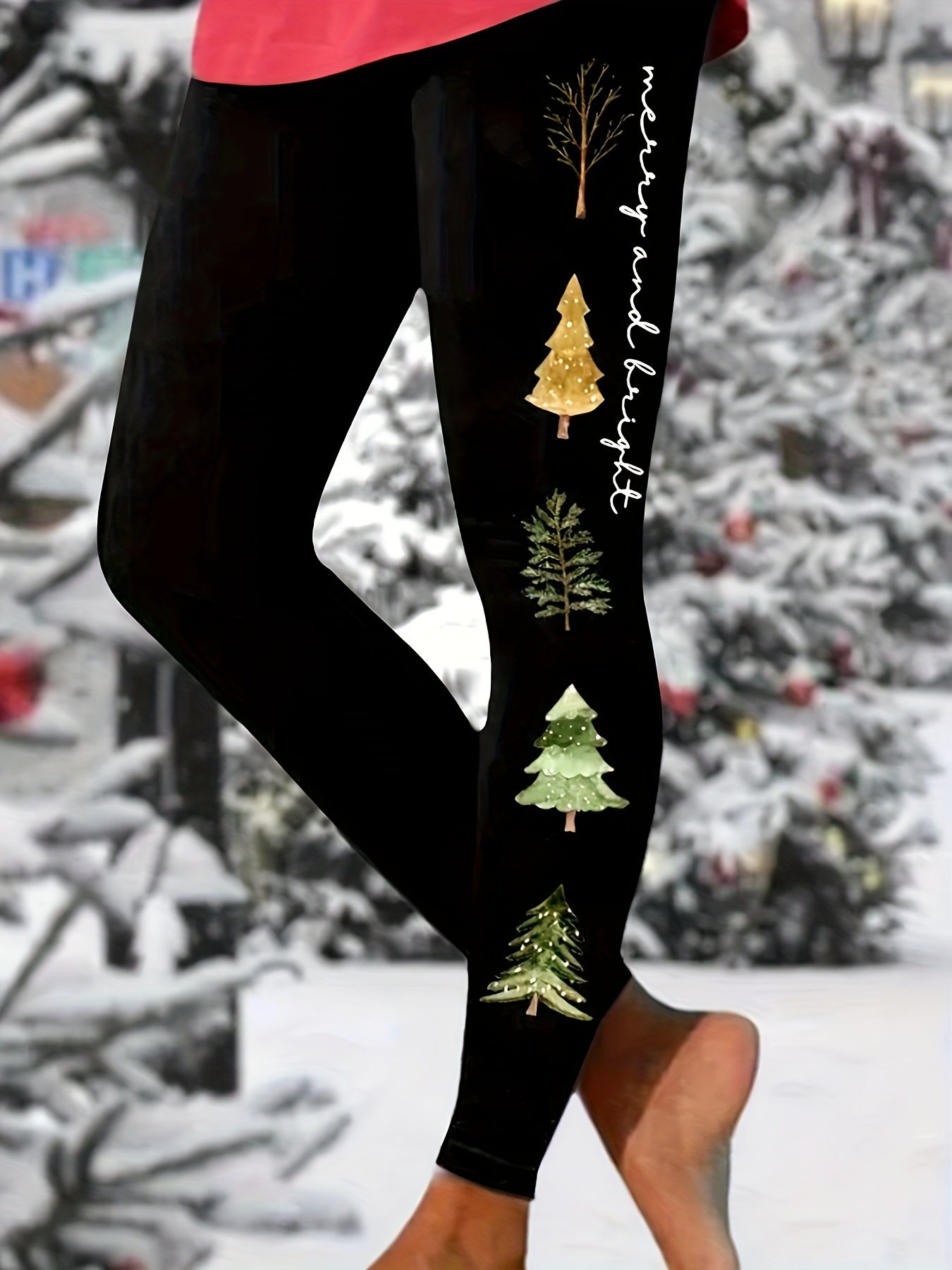 Leggings De Yoga A Rayas Con Patrón De Bolas Navideñas, Medias Deportivas  Ajustadas Transpirables De Alta Elasticidad, Ropa Deportiva Para Mujer