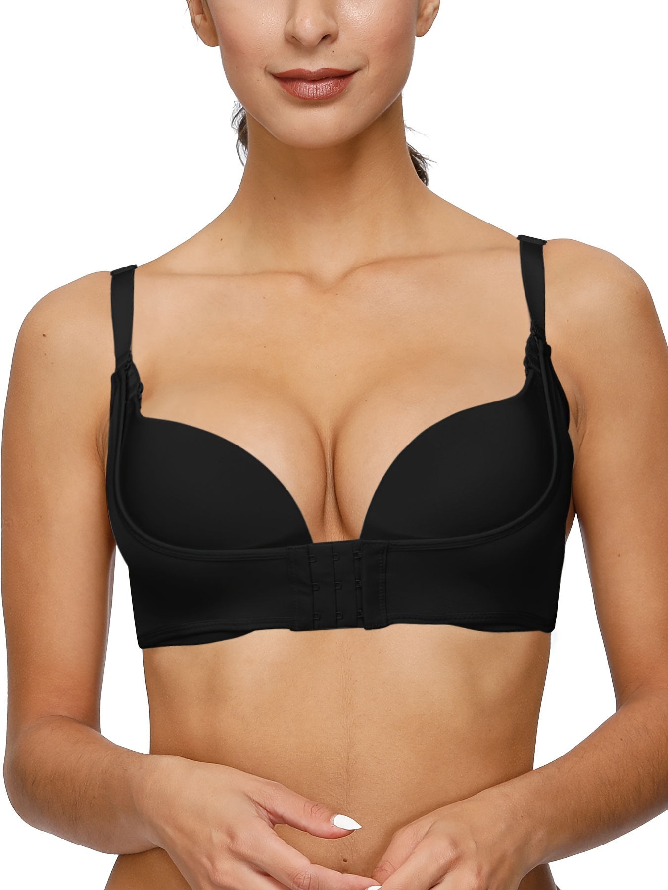 Simple Solid Seamless Bra Chest Pad Comfy Breathable Push - Temu