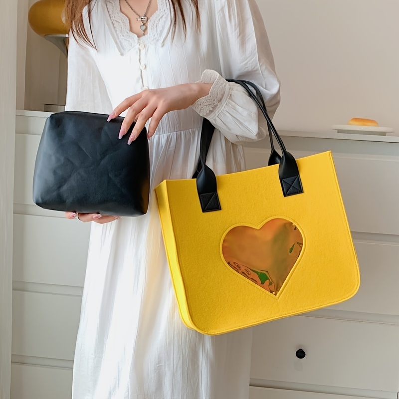 Yellow Heart Large Tote Bag