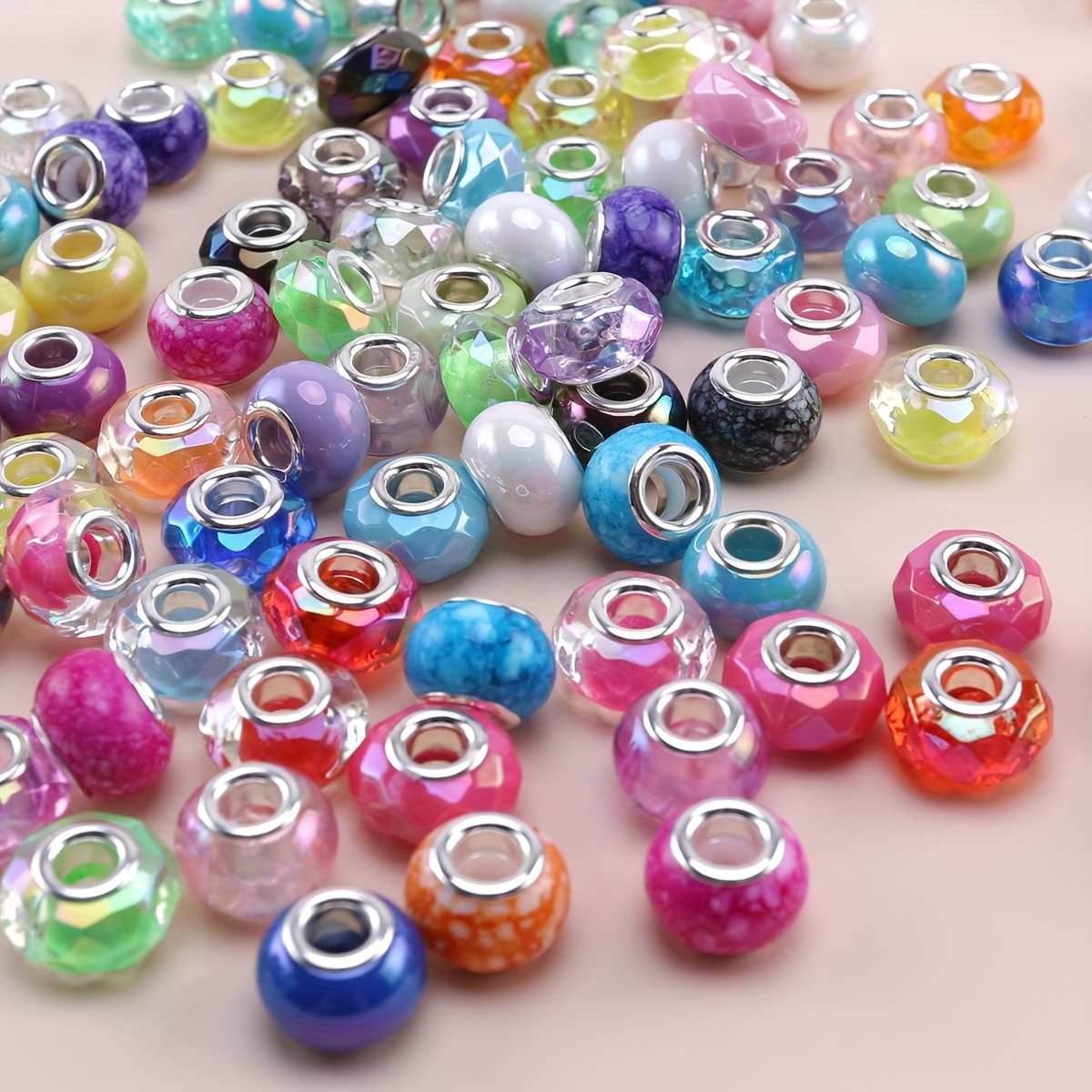 Cheap Acrylic Beads Large Hole Cut Wheel Bead for DIY Necklace