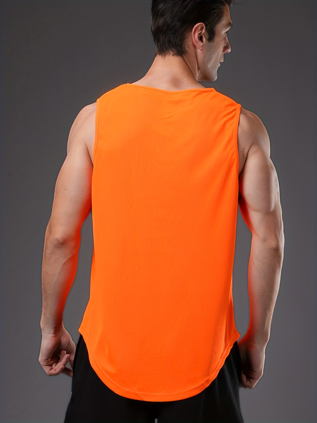 adviicd Tank Top for Men Men Tank Tops Sport Gym Athletic Workout Sleveless  Quick Dry Slim Fitted Shirt Orange,XXXL