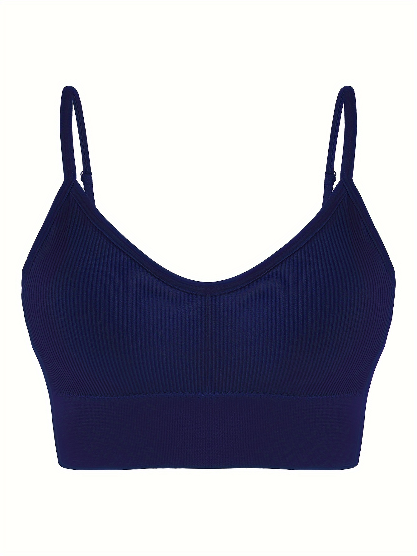 Solid Ribbed Sports Bra Comfy Breathable Workout Fitness - Temu
