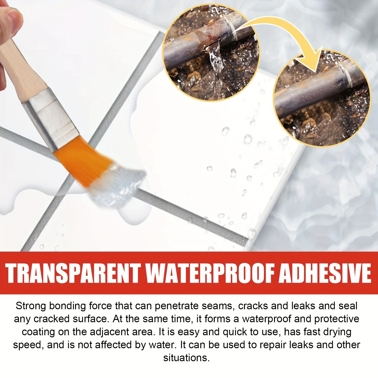 Transparent Waterproof Coating Agent, Transparent Waterproof Adhesive,  Super Invisible Waterproof Glue, Anti-Leakage Waterproof Insulating Sealant  for