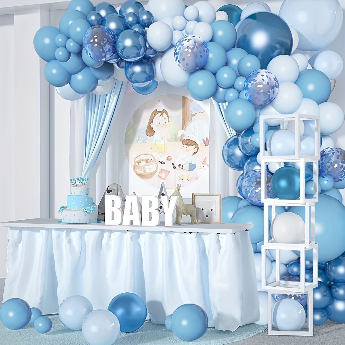 Set de Decoración de Globos Metálicos para Baby Shower Niño Azul Bebé