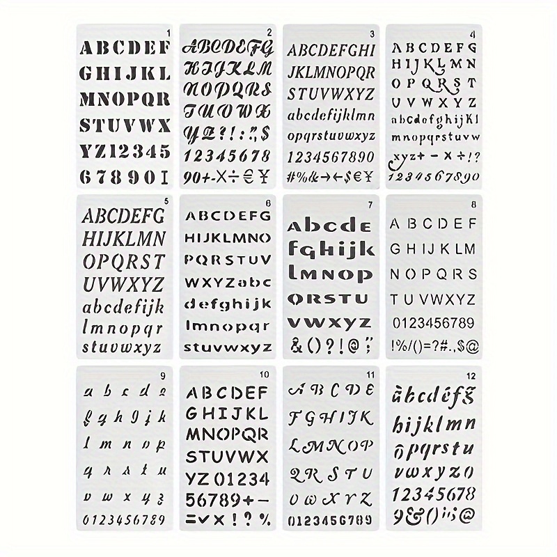 4 Inch Alphabet Letter Stencils for Painting - 70 Pack Letter and Number  Stencil Templates with Signs for Painting on Wood, Reusable Cursive Letters