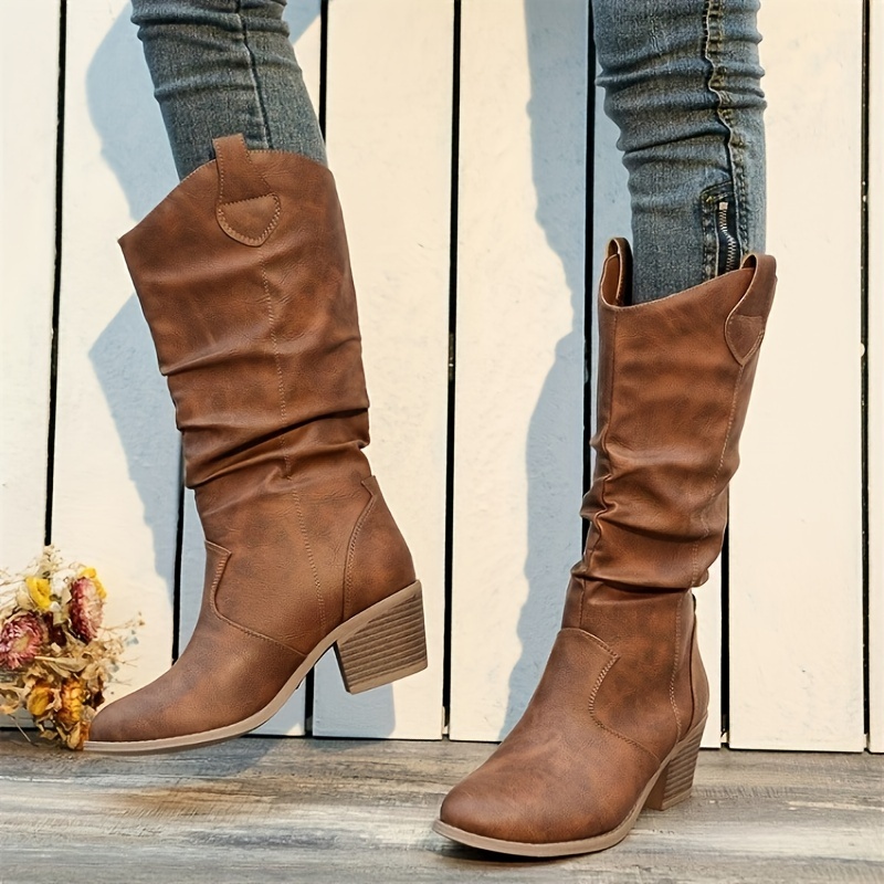 Cowboy Style Slip-On Women Boots for Casual Wear