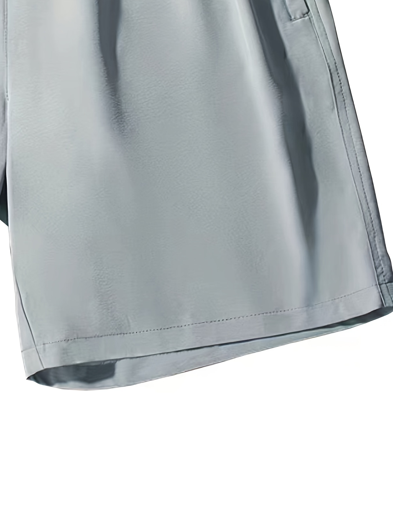 Men's Breathable Solid Quick Dry Shorts With Side Pockets, Summer Drawstring Elastic Waist Loose Fit Shorts For Running, Fitness, Training